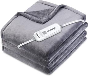 img 4 attached to 🔌 Eopecles Electric Blanket Heated Throw - Reversible Flannel, 72"x84" - Auto-Off, 3 Heating Levels - ETL Certified - Grey, Machine Washable - Ideal for Home and Office