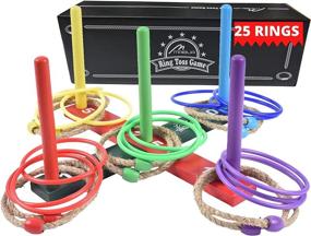 img 4 attached to Fun Outdoor Games for Kids and Adults - MABUA Ring Toss Game for Family - Skill Building Backyard Game, Keeps Everyone Active - Easy Assembly with 25 Ropes, 5 Pegs, and 1 Carry Bag