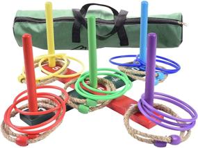 img 3 attached to Fun Outdoor Games for Kids and Adults - MABUA Ring Toss Game for Family - Skill Building Backyard Game, Keeps Everyone Active - Easy Assembly with 25 Ropes, 5 Pegs, and 1 Carry Bag