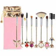 🌙 coshine sailor moon makeup brush set: 8pcs magical girl gold cardcaptor sakura brushes with cute pink bag logo