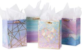 img 4 attached to 🎁 Loveinside Medium Size Gift Bags: Colorful Marble Pattern - Perfect for Shopping, Parties, Weddings, Baby Showers, Crafts - 4 Pack (7" x 4" x 9")