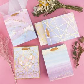 img 2 attached to 🎁 Loveinside Medium Size Gift Bags: Colorful Marble Pattern - Perfect for Shopping, Parties, Weddings, Baby Showers, Crafts - 4 Pack (7" x 4" x 9")
