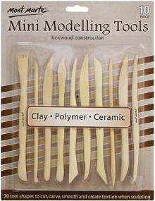 img 4 attached to Mont Marte Boxwood Mini Clay Modeling Tools 10 Piece Set - 20 Double Ended Pieces for Cutting, Carving, and Smoothing Clay - Ideal for Clay Modeling and Sculpting