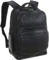 🎒 business black kenneth cole reaction colombian leather double compartment 15.6" laptop rfid backpack bag logo