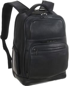 img 4 attached to 🎒 Business Black Kenneth Cole Reaction Colombian Leather Double Compartment 15.6" Laptop RFID Backpack Bag