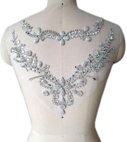 img 4 attached to 💎 Sew-On Crystal Rhinestone Sequin Beaded Appliques and Back Patches for Wedding Bridal Dress Decoration (Silver, Back 11x12 inch)