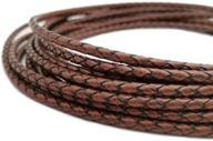 👔 antique brown round leather strap bolot tie - 5 yards of 4mm braided leather cords logo