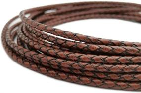 img 4 attached to 👔 Antique Brown Round Leather Strap Bolot Tie - 5 Yards of 4mm Braided Leather Cords