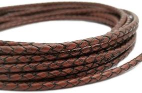 img 2 attached to 👔 Antique Brown Round Leather Strap Bolot Tie - 5 Yards of 4mm Braided Leather Cords