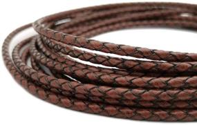 img 1 attached to 👔 Antique Brown Round Leather Strap Bolot Tie - 5 Yards of 4mm Braided Leather Cords