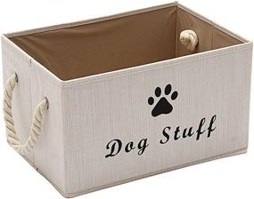 img 4 attached to Organize with Ease: Geyecete Large Fabric Storage Bins with Weave Rope Handle for Dog Apparel, Accessories, Coats, and Toys