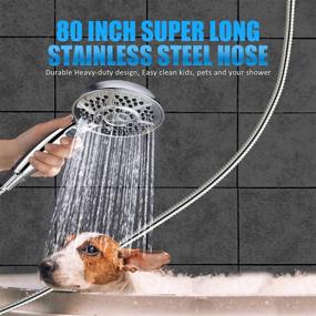 img 1 attached to WASSERN Handheld Shower Head: High Pressure, 6 Settings, 81 Jets, Rainfall Massage, Water Saving, Extra Long Hose, Angle Adjustable - Chrome