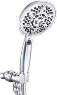 wassern handheld shower head: high pressure, 6 settings, 81 jets, rainfall massage, water saving, extra long hose, angle adjustable - chrome logo