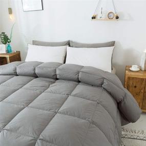 img 3 attached to 🛌 Dark Gray Queen Feather Comforter - Medium Warmth All Season Bedding, Filled with Feather & Down - 100% Cotton Cover - 90x90 Inch Queen Size - Ideal as Duvet Insert or Standalone Comforter