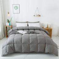 🛌 dark gray queen feather comforter - medium warmth all season bedding, filled with feather & down - 100% cotton cover - 90x90 inch queen size - ideal as duvet insert or standalone comforter логотип