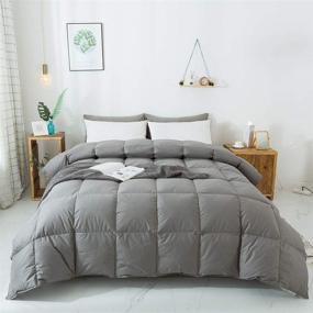 img 4 attached to 🛌 Dark Gray Queen Feather Comforter - Medium Warmth All Season Bedding, Filled with Feather & Down - 100% Cotton Cover - 90x90 Inch Queen Size - Ideal as Duvet Insert or Standalone Comforter