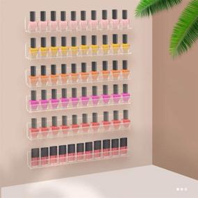 img 1 attached to 💅 Efficiently Organize Your Nail Polish Collection with NRdisplay Nail Polish Rack: Wall-Mounted Clear Acrylic Shelf, 6 Pack Solution