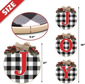 img 2 attached to Hurray Rayho Buffalo Plaid Joy Wooden Door Wreath Hanger Round Front Wall Sign | Winter Farmhouse Holiday Fireplace Festive Display Ideas | Stairway Decorating Supplies | Indoor/Outdoor Set of 3