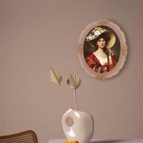 img 2 attached to 🌸 11x14 Pink and Gold Trim Oval Photo Frame with Vintage Flower Carving - Room Ornament by Simon's Shop