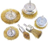 🔧 6-piece brass coated wire brush wheel & cup brush set with 1/4-inch shank | 6 sizes coated wire drill brush set for rust/corrosion/paint removal - enhanced durability, reduced wire breakage, and longer lifespan logo