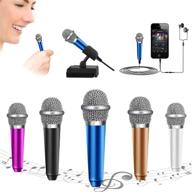 🎤 mini omnidirectional microphone for voice recording, chatting, and singing on iphone, android, pc - blue logo