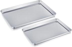 img 4 attached to 🍪 Set of 2 TeamFar Baking Sheets – Professional Stainless Steel Cookie Pan Tray Set, Non-Toxic & Healthy, Mirror Finish & Rust-Free, Easy to Clean & Dishwasher Safe