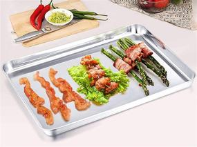 img 1 attached to 🍪 Set of 2 TeamFar Baking Sheets – Professional Stainless Steel Cookie Pan Tray Set, Non-Toxic & Healthy, Mirror Finish & Rust-Free, Easy to Clean & Dishwasher Safe