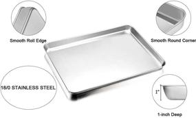 img 2 attached to 🍪 Set of 2 TeamFar Baking Sheets – Professional Stainless Steel Cookie Pan Tray Set, Non-Toxic & Healthy, Mirror Finish & Rust-Free, Easy to Clean & Dishwasher Safe