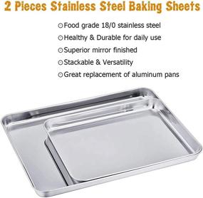 img 3 attached to 🍪 Set of 2 TeamFar Baking Sheets – Professional Stainless Steel Cookie Pan Tray Set, Non-Toxic & Healthy, Mirror Finish & Rust-Free, Easy to Clean & Dishwasher Safe