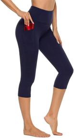 img 4 attached to 🩳 Essential High Waisted Legging with Pockets for Workout - Stelle Women's Capri Yoga Pants