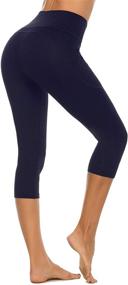 img 2 attached to 🩳 Essential High Waisted Legging with Pockets for Workout - Stelle Women's Capri Yoga Pants