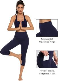 img 1 attached to 🩳 Essential High Waisted Legging with Pockets for Workout - Stelle Women's Capri Yoga Pants