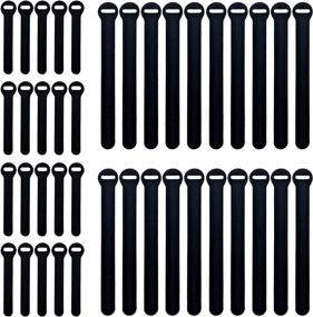 img 4 attached to Black Self-Gripping Cable Ties (40 Pack) by Wrap-It Storage - 4 Inch and 8 Inch Straps | Reusable Hook and Loop Cord Organizer for Efficient Cord Management and Desk/Office Organization