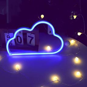 img 3 attached to Blue Cloud Neon Light Wall Decor - MYGOTO Neon Signs for Bedroom Kids 🌙 with Table Stand - Battery and USB Powered Night Light Home Decoration - Bedroom Party Decoration