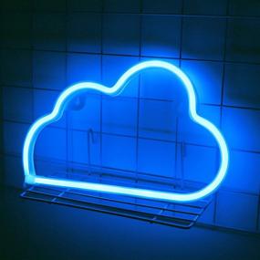 img 4 attached to Blue Cloud Neon Light Wall Decor - MYGOTO Neon Signs for Bedroom Kids 🌙 with Table Stand - Battery and USB Powered Night Light Home Decoration - Bedroom Party Decoration