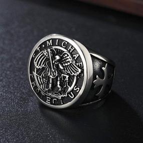 img 2 attached to ✝️ St. Michael Ring - Jihad Angel Archangel Catholic Medal. Titanium Steel Signet - Size 7-13