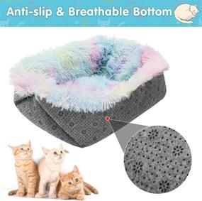 img 2 attached to 🐱 Mihachi Cat Bed: Self-Warming, Calming, Washable, Soft & Colorful Plush Fluffy Pet Bed for Indoor Cats and Small to Medium Dogs - Anti-Slip Bottom Included