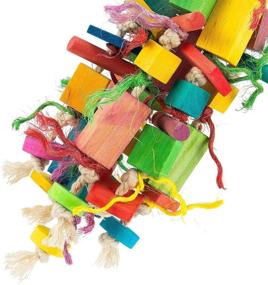 img 2 attached to 🦜 MEWTOGO Medium Bird Parrot Toys - Colorful Wooden Blocks for Conures, Cockatiels, African Greys, and Amazon Parrots - Engaging Foraging and Teething Toys