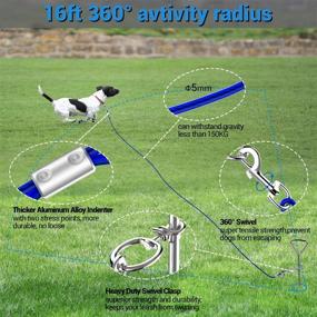 img 1 attached to Dog Tie Out Cable and Stake - Secure Outdoor Tethering Solution for Dogs of all Sizes - 16ft Cable and 16in Stake - Upgraded, Reinforced Metal Snaps - Suitable for Dogs Up to 130lbs