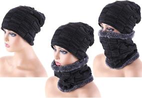 img 1 attached to ❄️ Winter Ski Warm Set: Stylish Knit Hat, Neck Warmer, Gloves, and Ear Warmer - Comfort and Protection for Cold Days