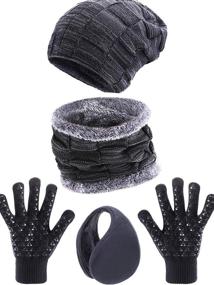 img 4 attached to ❄️ Winter Ski Warm Set: Stylish Knit Hat, Neck Warmer, Gloves, and Ear Warmer - Comfort and Protection for Cold Days