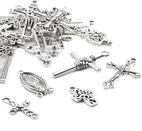 img 2 attached to 📿 Exquisite Cross Pendants Collection: 18 Beautifully Crafted Mixed Metal Charms for Bracelet and Necklace Making – Antique Silver