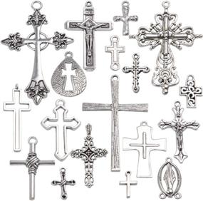 img 4 attached to 📿 Exquisite Cross Pendants Collection: 18 Beautifully Crafted Mixed Metal Charms for Bracelet and Necklace Making – Antique Silver