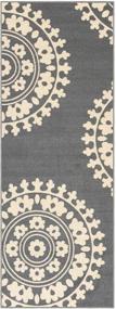 img 4 attached to 🏡 Qute Home European Medallion Non-Slip Rubber Backed Area Rugs & Runner Rug - Grey/Ivory (2 ft X 6 ft)