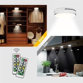 img 1 attached to 🔦 6 Pack LED Puck Lights - Battery Operated with Remote Control | Wireless Soft Lighting for Kitchen | Under Cabinet Lighting | Timer + Dimmer | 4000K Warm White