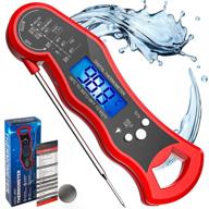 🔥 digital instant read meat thermometer: ultra fast & precis - waterproof with backlight & calibration - foldable probe for cooking, grill, milk, candy, turkey logo