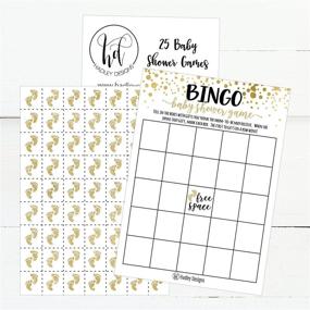 img 1 attached to 🎉 25 Gold Bingo Game Cards For Baby Shower: Bulk Blank Squares + 25 Pack of Baby Feet Game Chips - Funny Baby Party Ideas & Supplies For Girls or Boys - Cute Paper Pattern for Kids & Children
