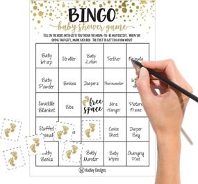 img 3 attached to 🎉 25 Gold Bingo Game Cards For Baby Shower: Bulk Blank Squares + 25 Pack of Baby Feet Game Chips - Funny Baby Party Ideas & Supplies For Girls or Boys - Cute Paper Pattern for Kids & Children
