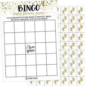 img 2 attached to 🎉 25 Gold Bingo Game Cards For Baby Shower: Bulk Blank Squares + 25 Pack of Baby Feet Game Chips - Funny Baby Party Ideas & Supplies For Girls or Boys - Cute Paper Pattern for Kids & Children