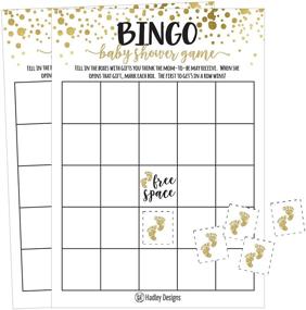 img 4 attached to 🎉 25 Gold Bingo Game Cards For Baby Shower: Bulk Blank Squares + 25 Pack of Baby Feet Game Chips - Funny Baby Party Ideas & Supplies For Girls or Boys - Cute Paper Pattern for Kids & Children